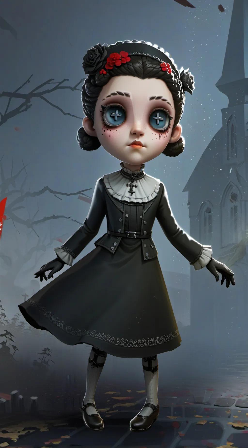 ai character: Ghost girl ￼ background