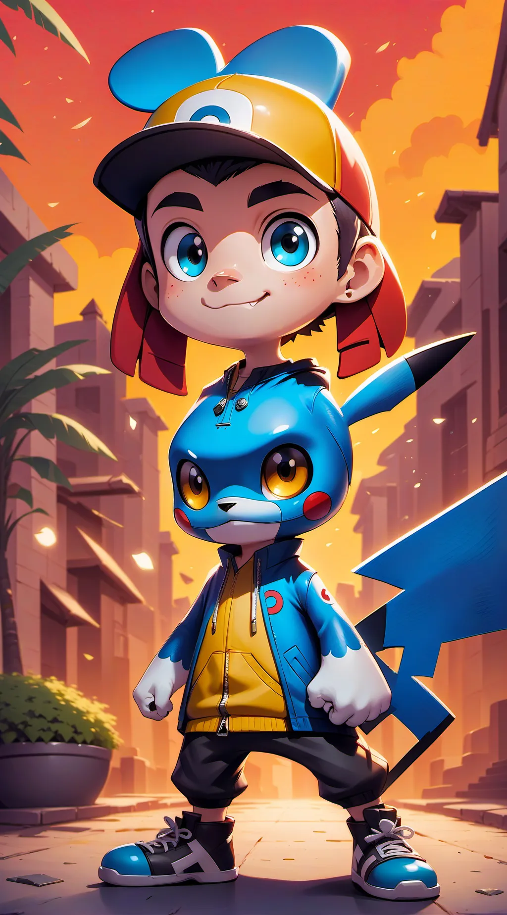 ai character: touch grass background