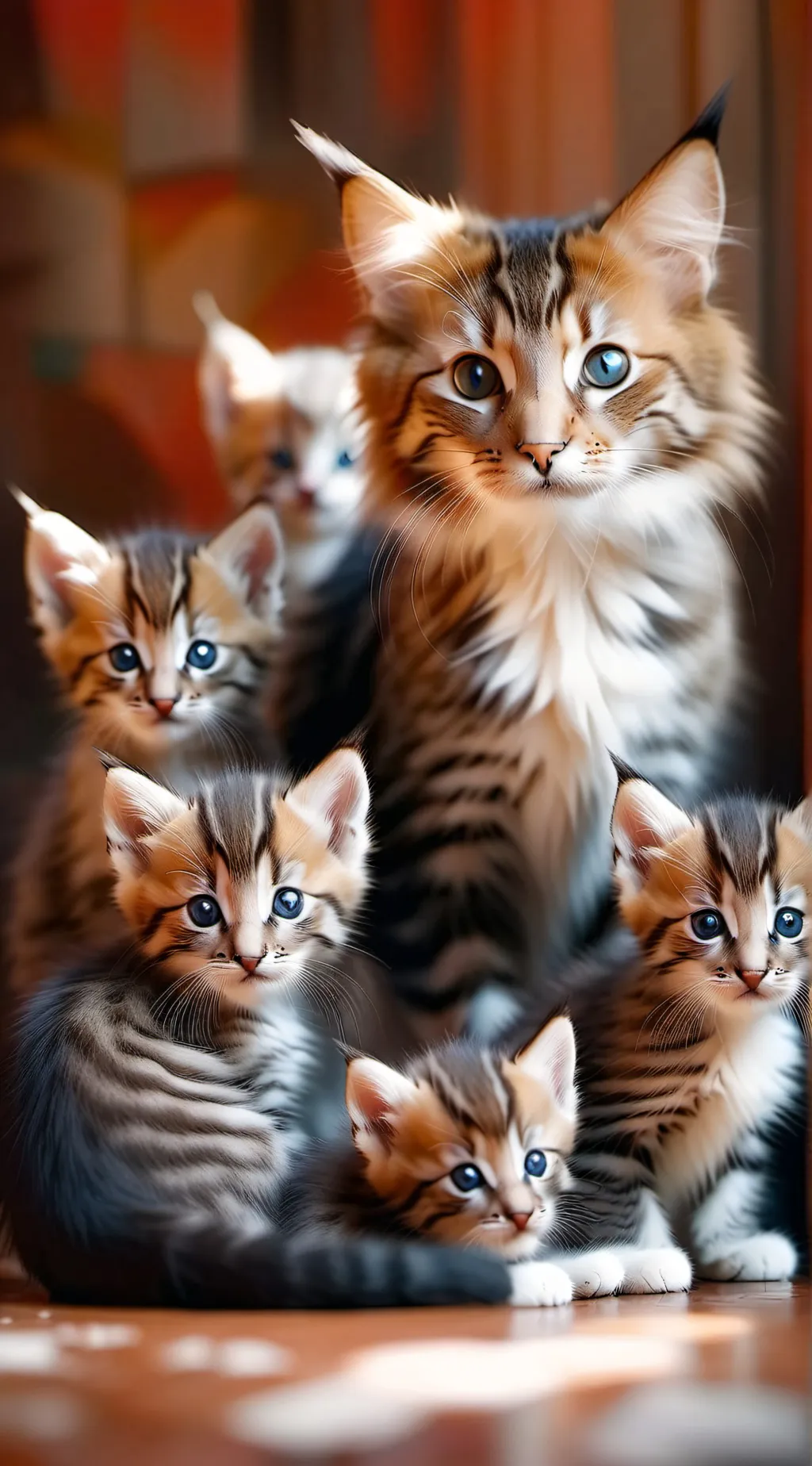 ai character: Mother cat  background