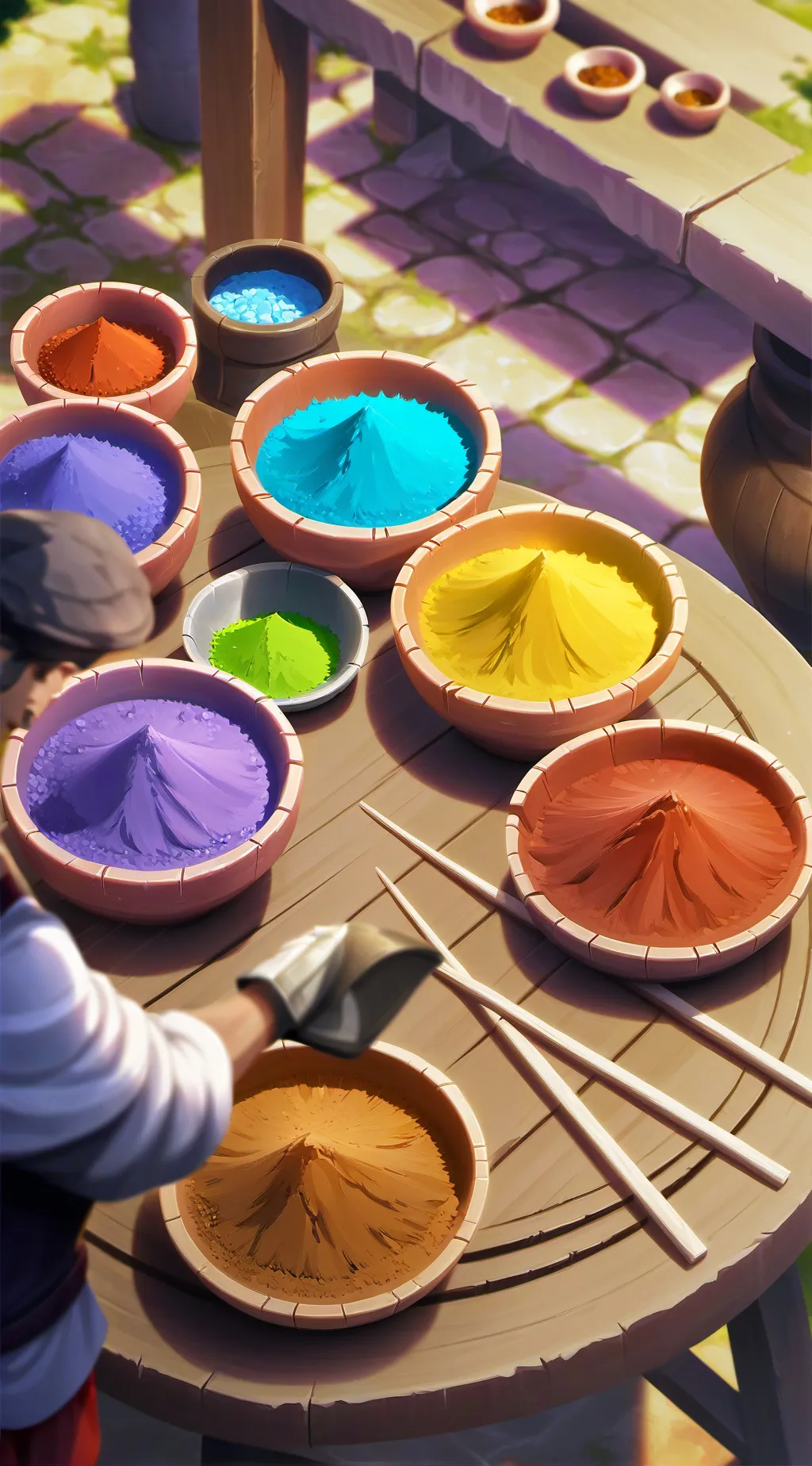 ai character: clay on table  background