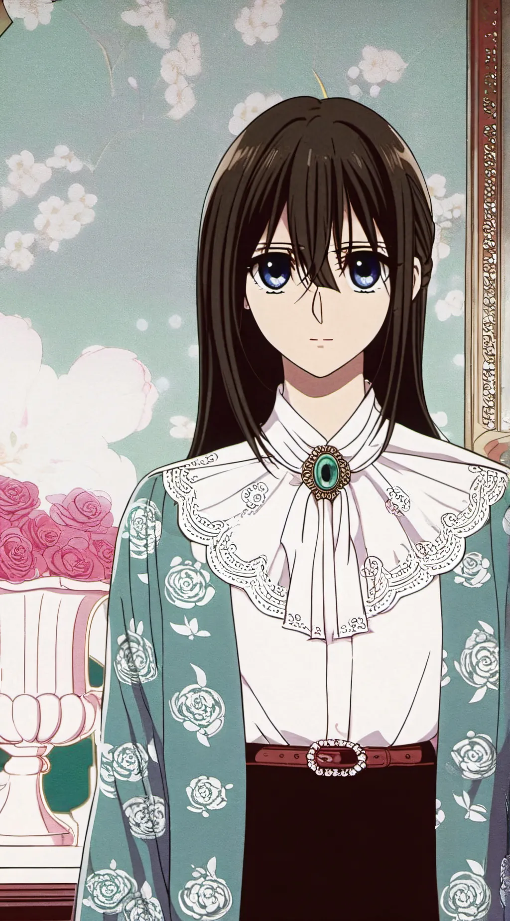 ai character: Jonetta whiteblue  background