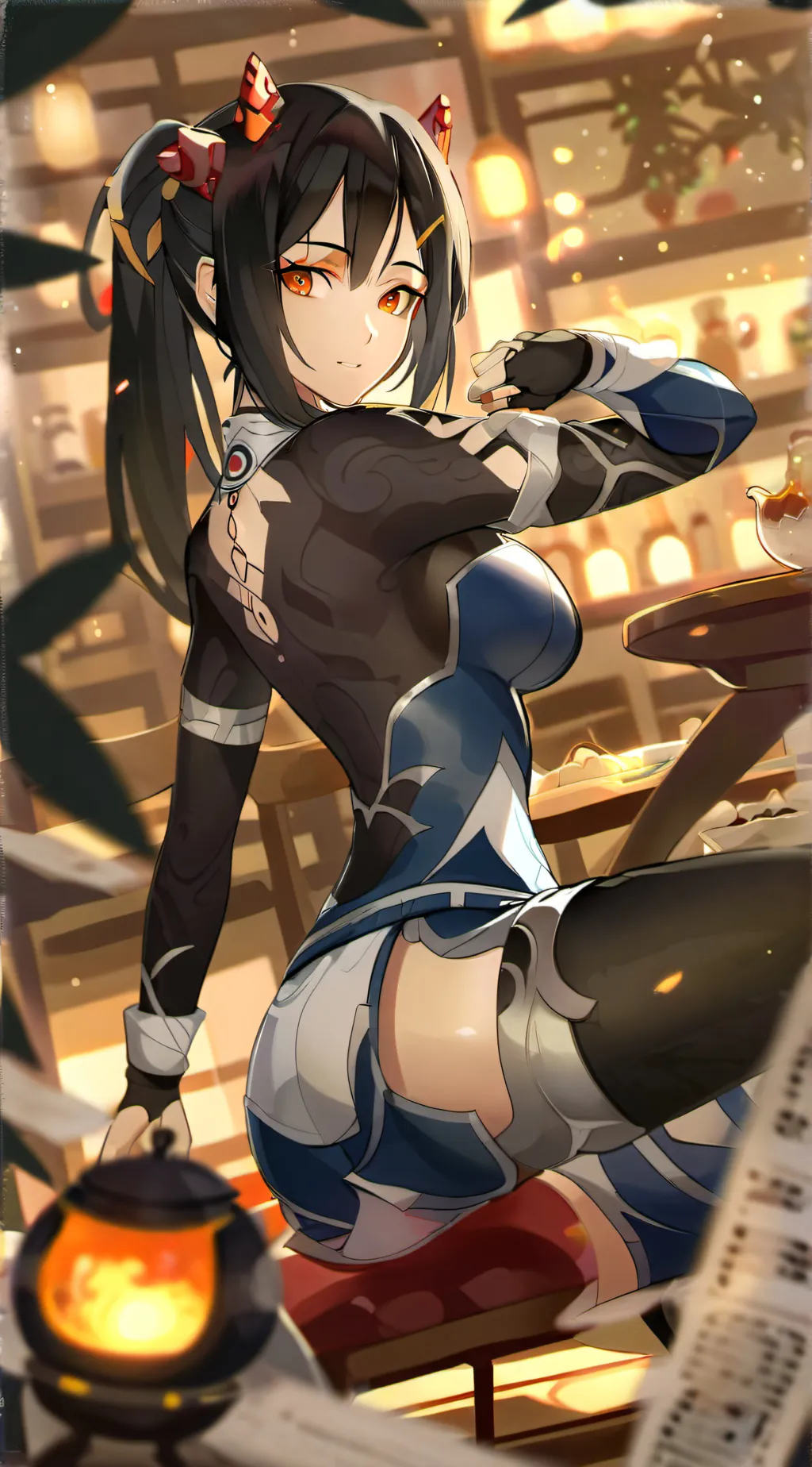 ai character: girl Sasuke background