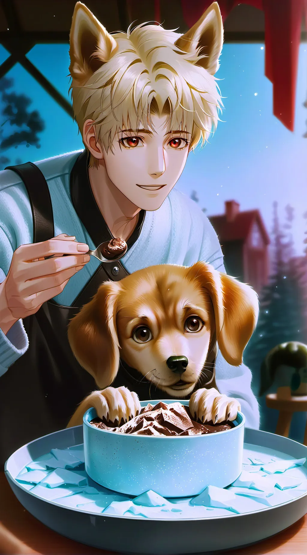 ai character: Blondie Canine Furry background