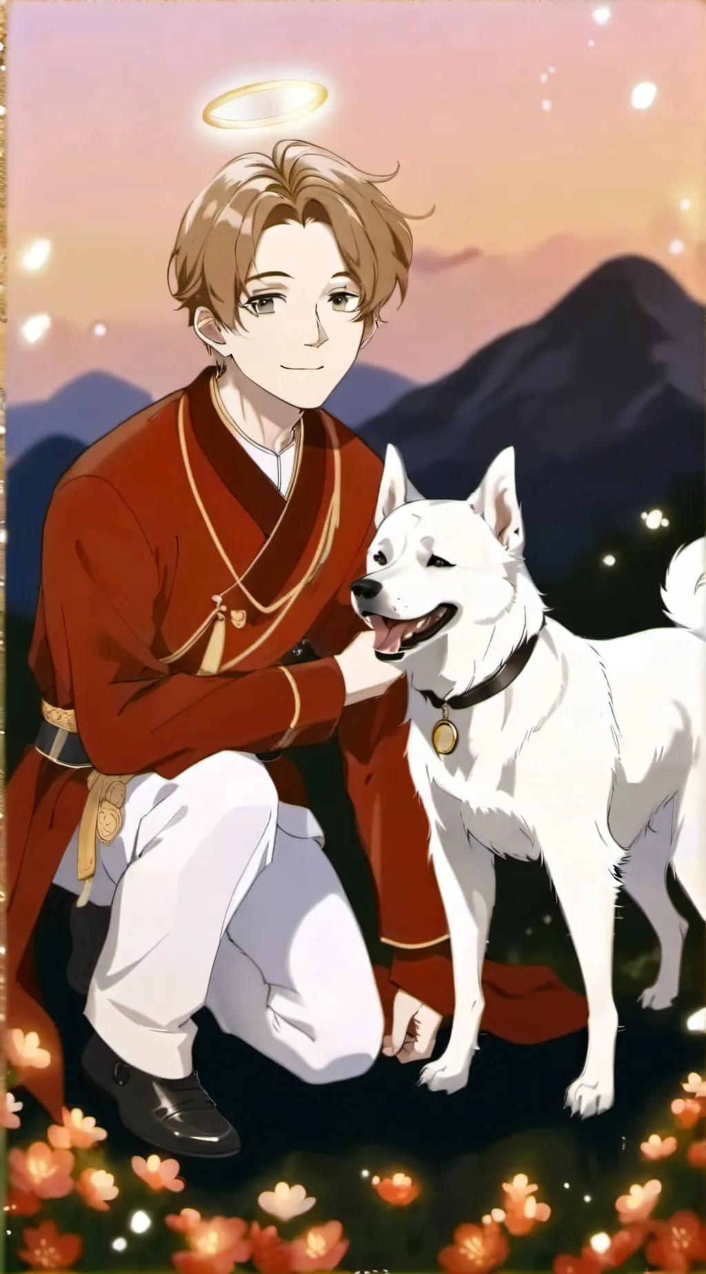 ai character: dog boy  background