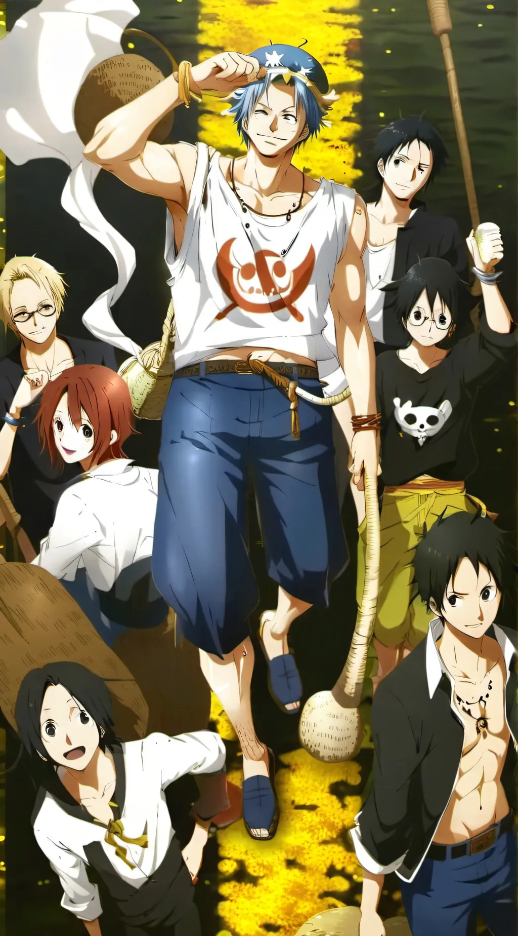 ai character: Strawhats confused background