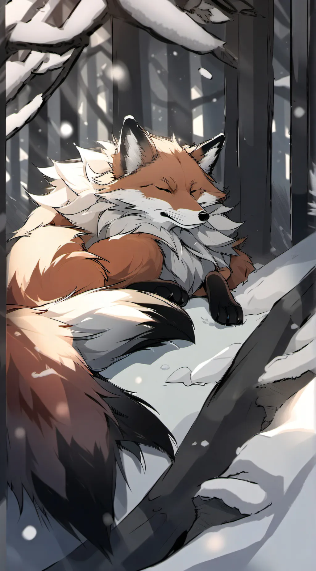 ai character: Sleeping fox background