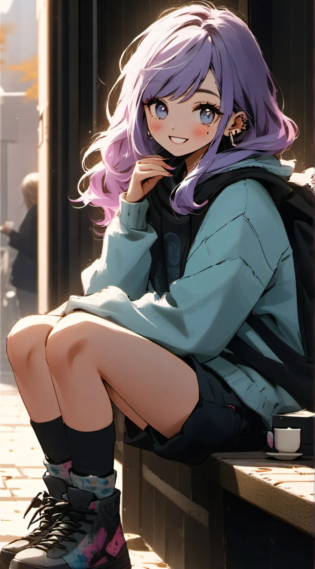 ai character: Violet Acorn. background