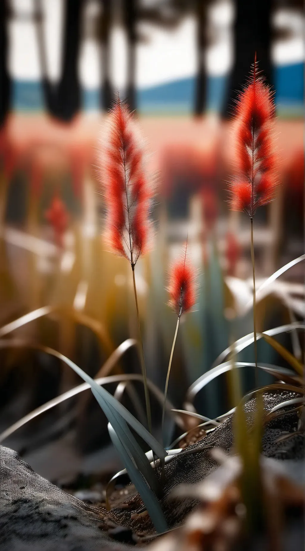 ai character: Red grass background