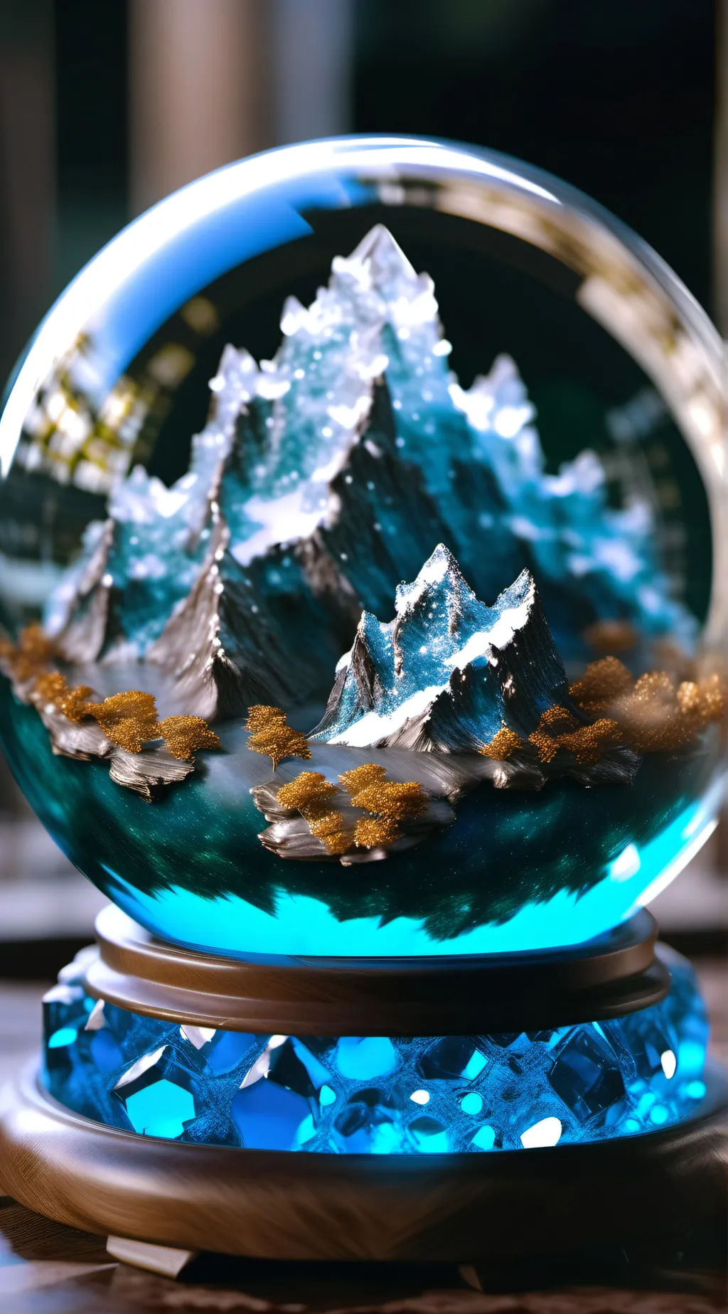 ai character:  Ice mountains  background