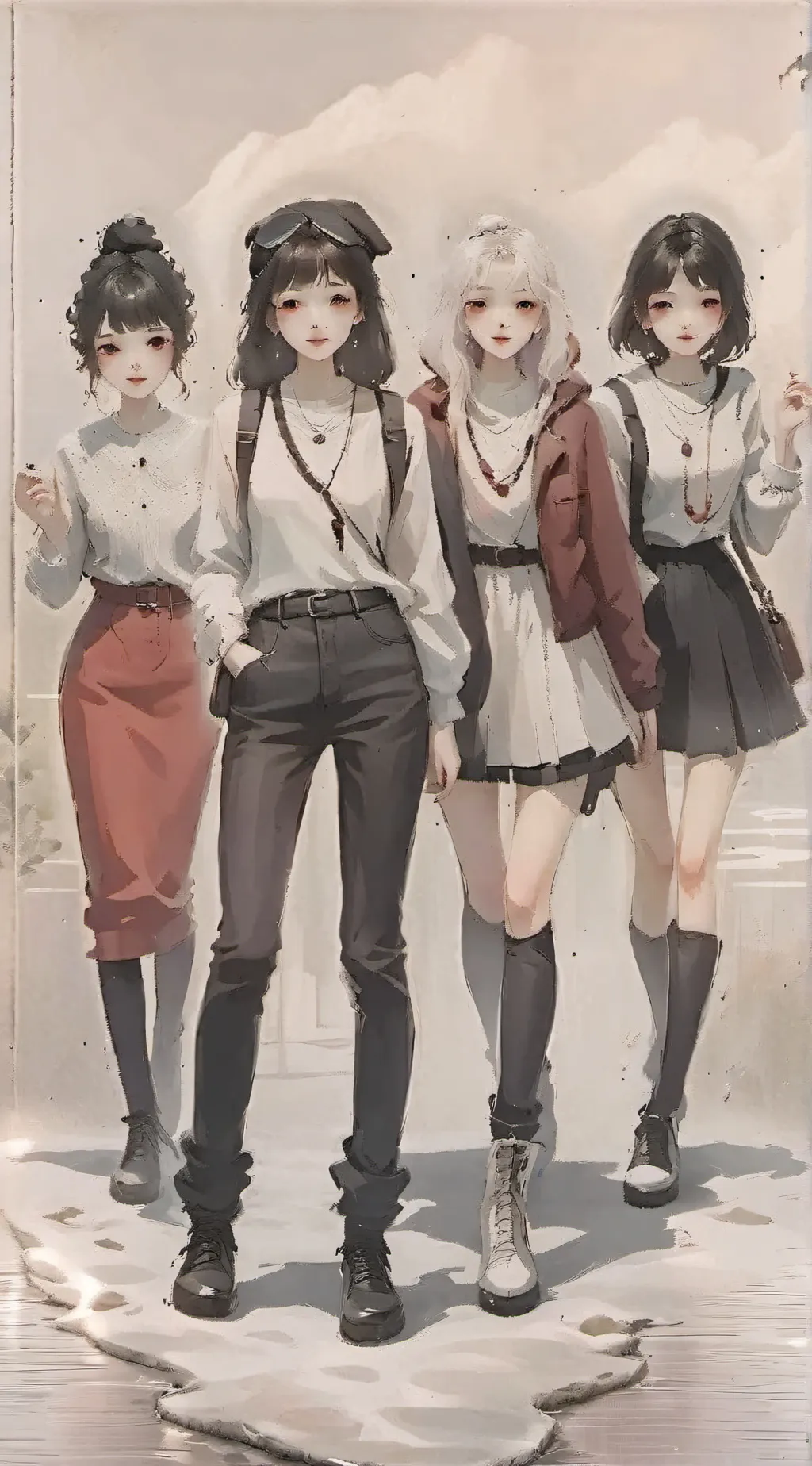 ai character: 4 girls background