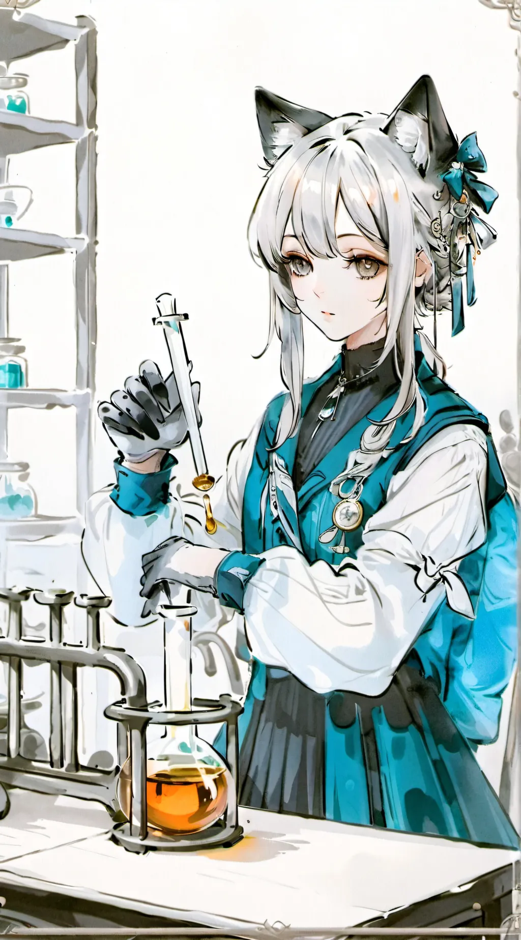 ai character: lab tube background