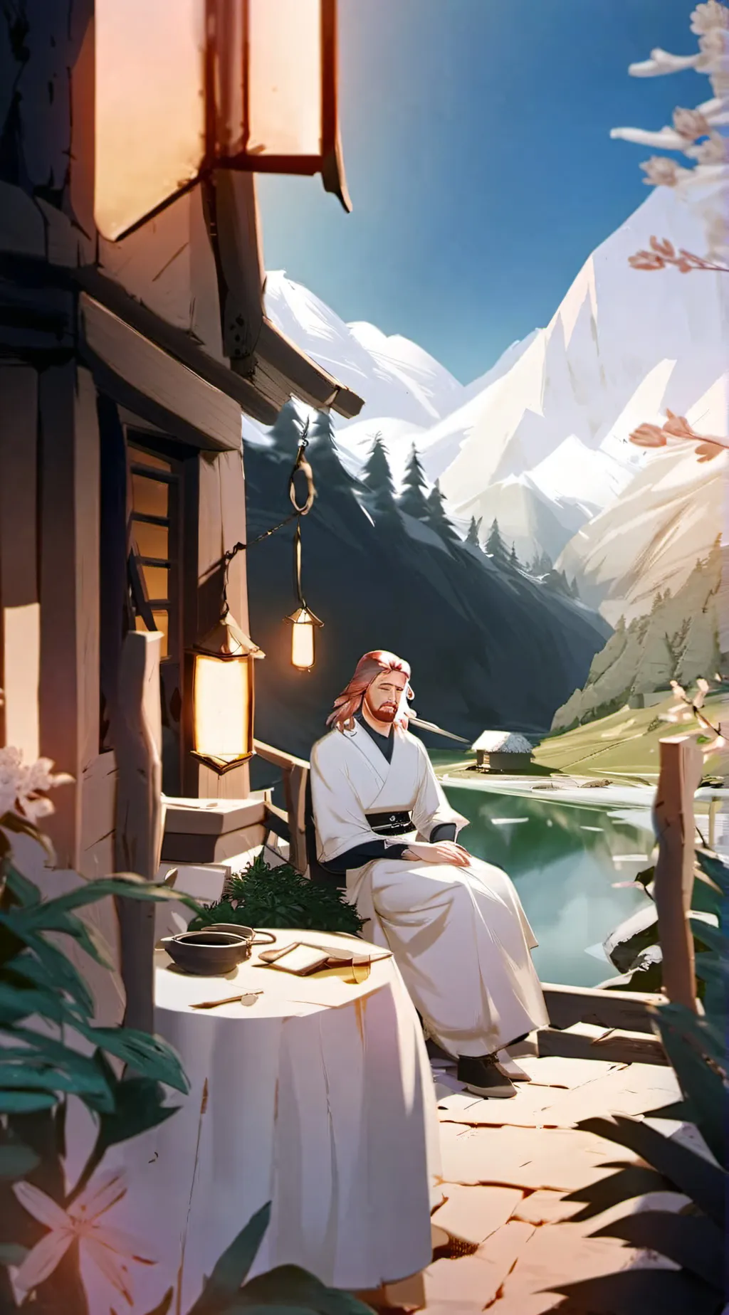 ai character: Jesus  background