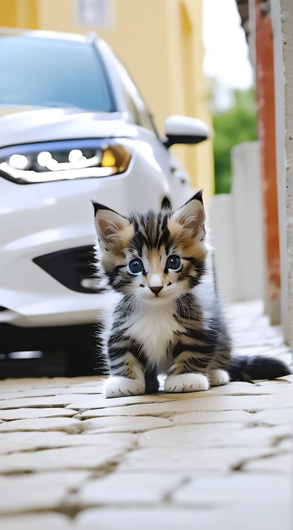 ai character: Kitten car background