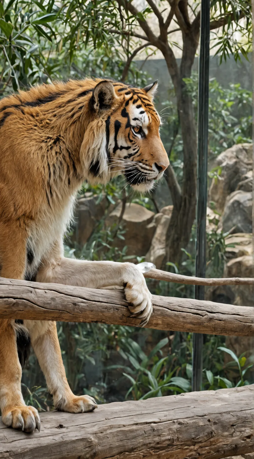 ai character: tiger at the zoo background