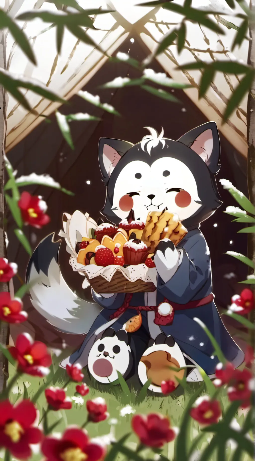 ai character: smiling critters background