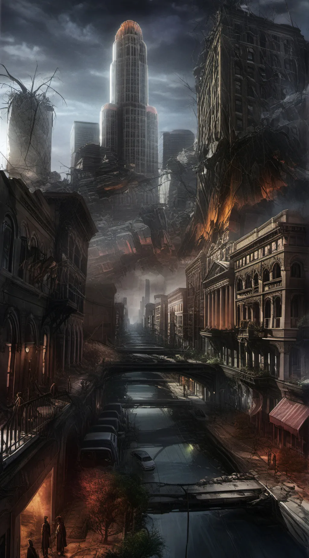 ai character: wrecked Hollywood background