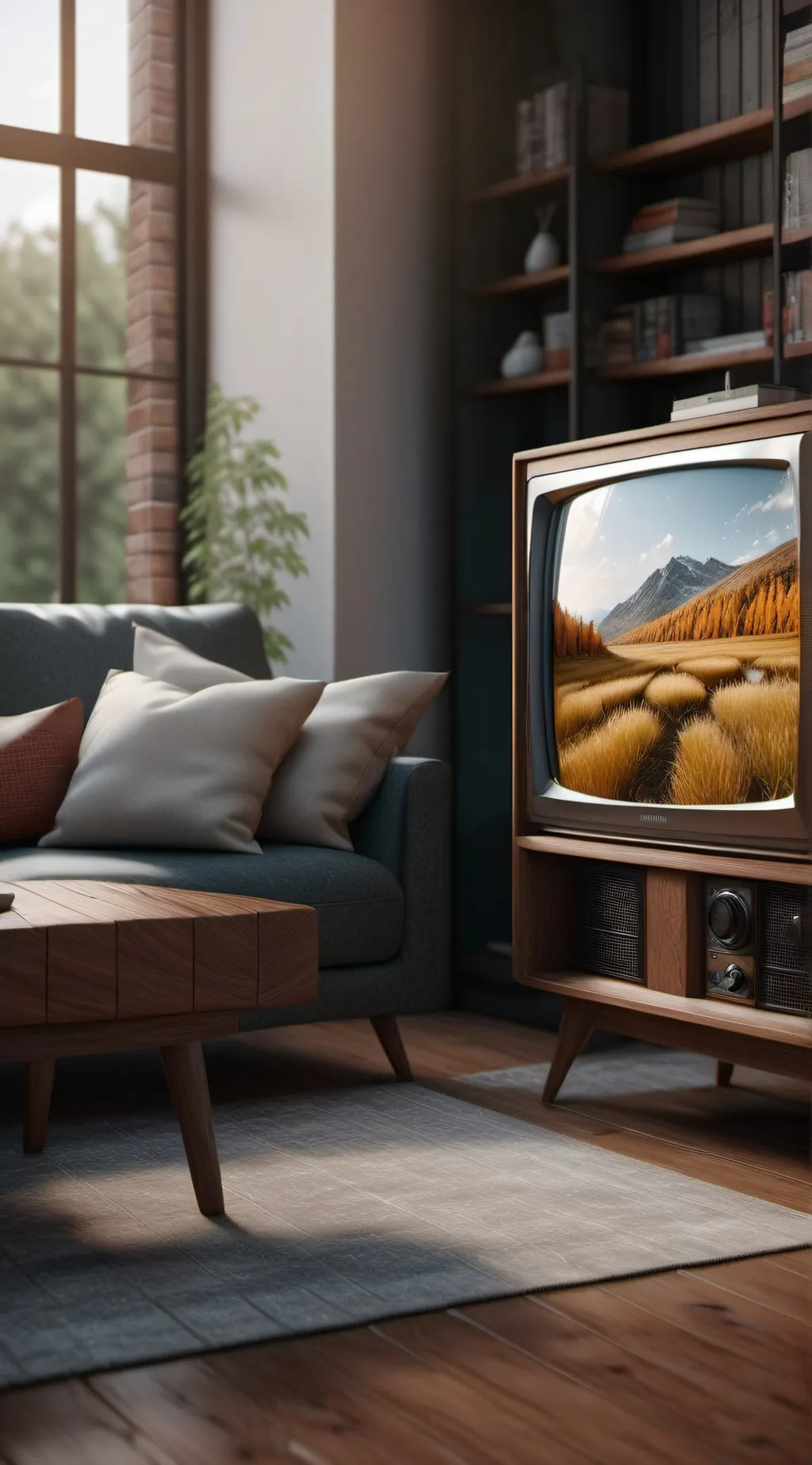 ai character: warning TV background