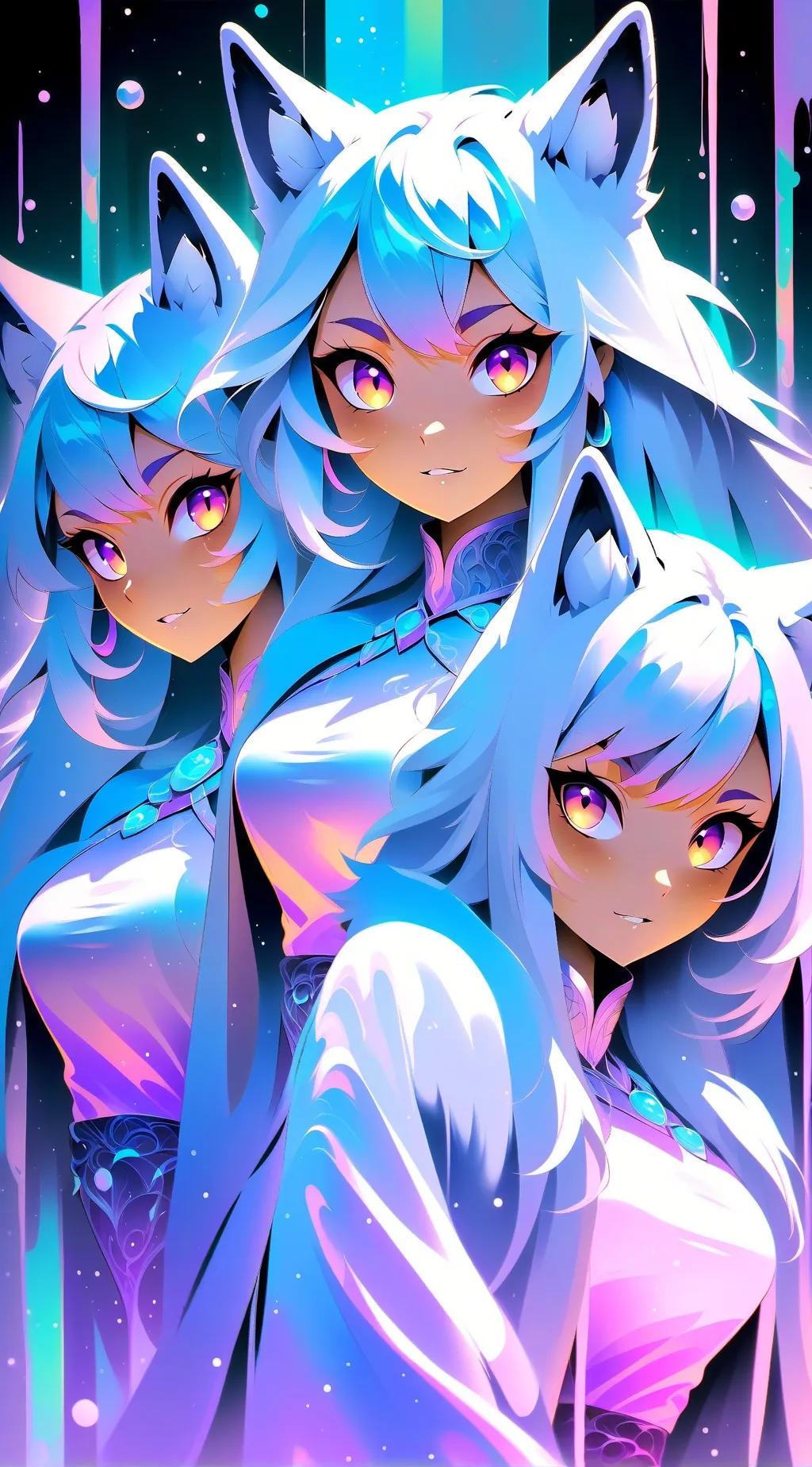 ai character: Wolf girls  background