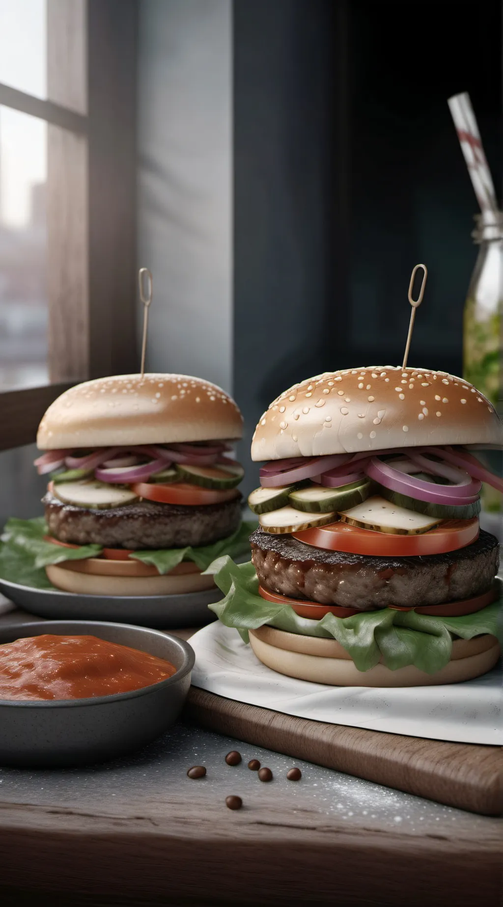 ai character: hanburger background