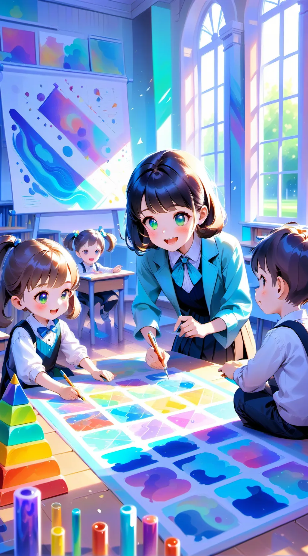 ai character: Kindergarten fight background