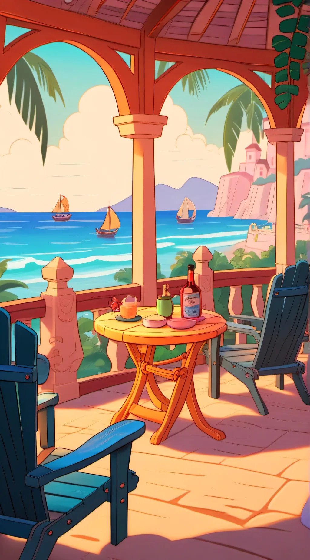 ai character: beach w friends background