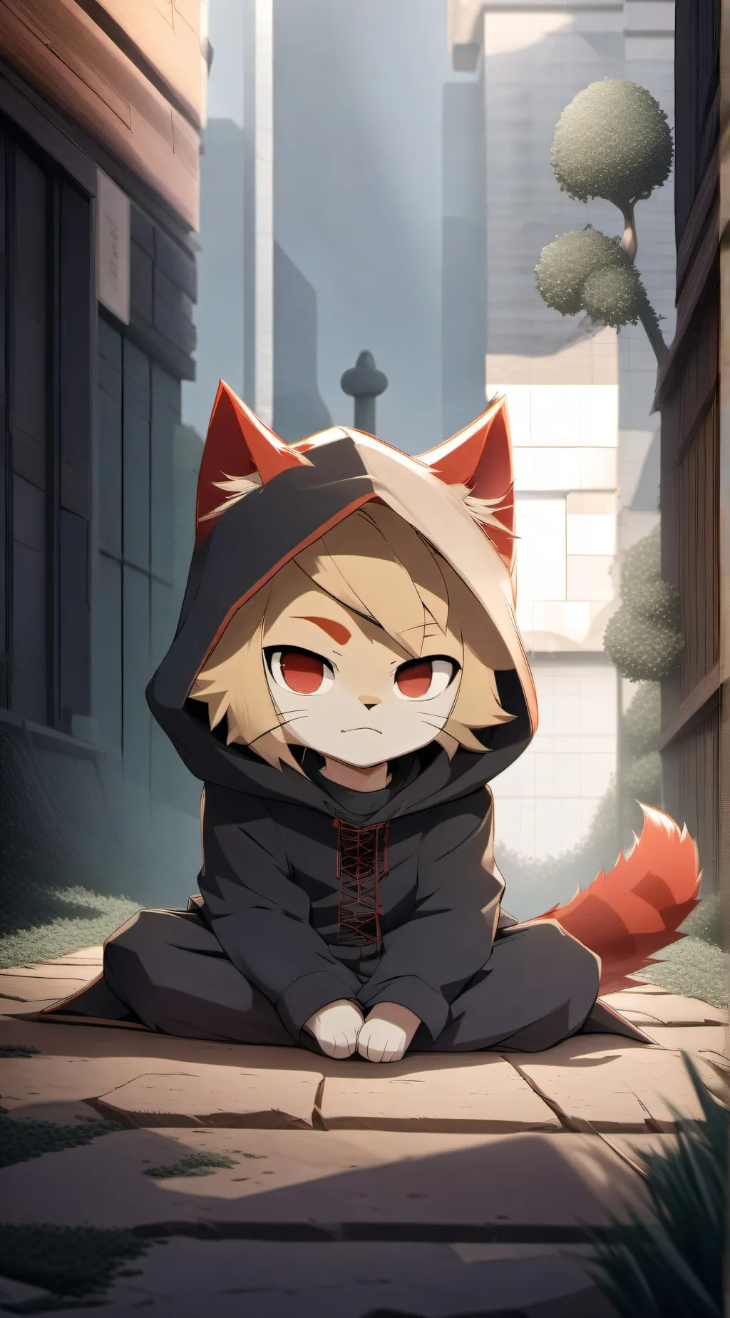 ai character: cat bakugo  background