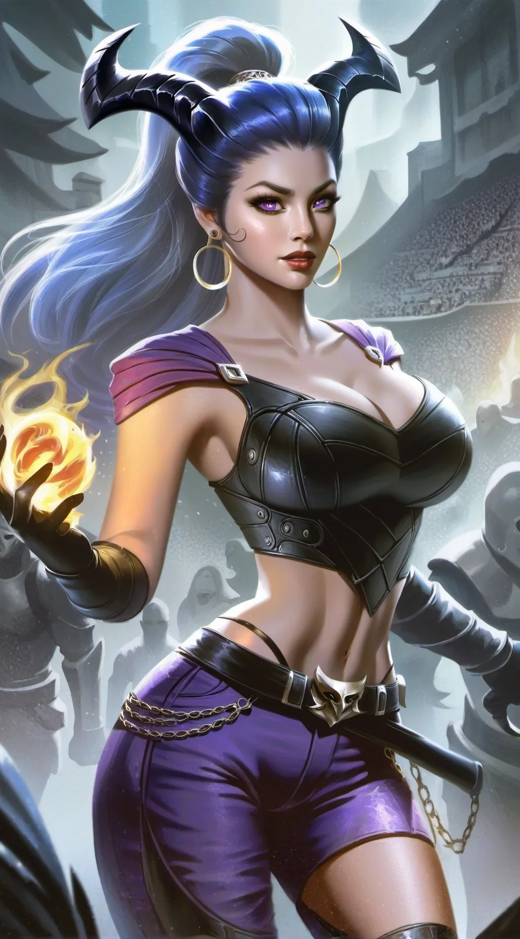 ai character: Demona Burnt background