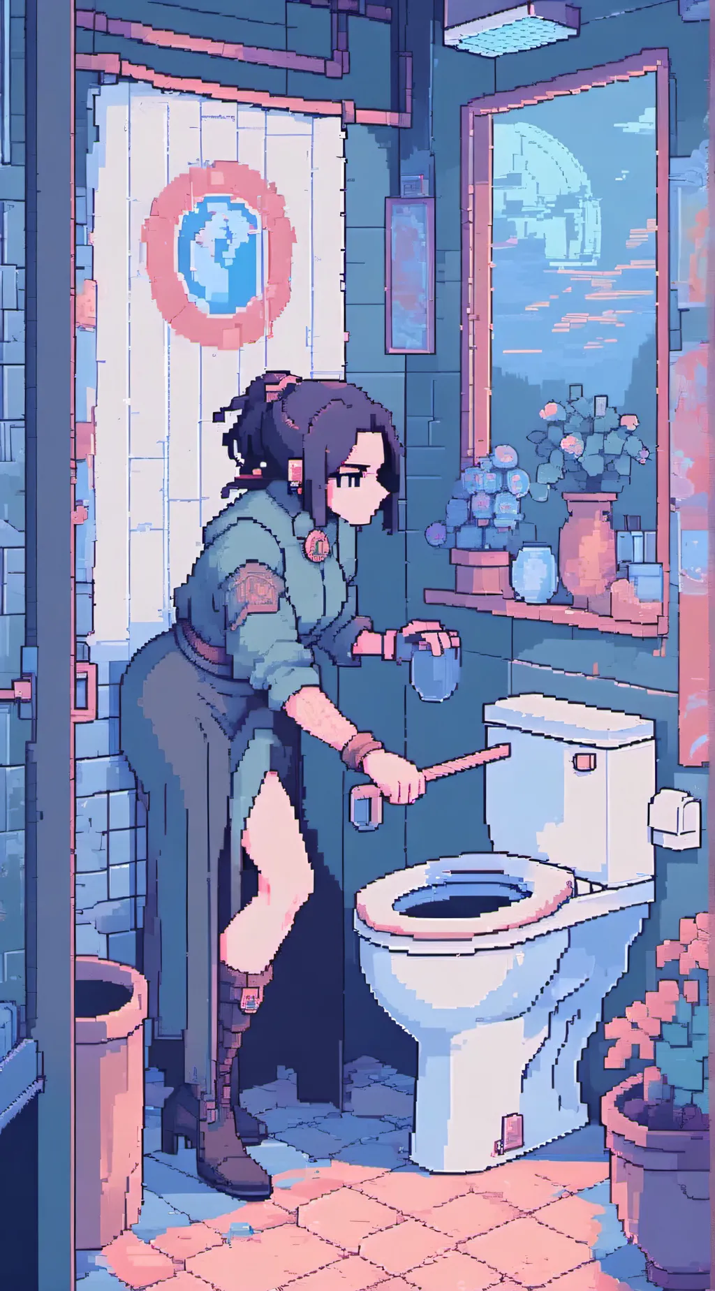 ai character: titan clock woman background