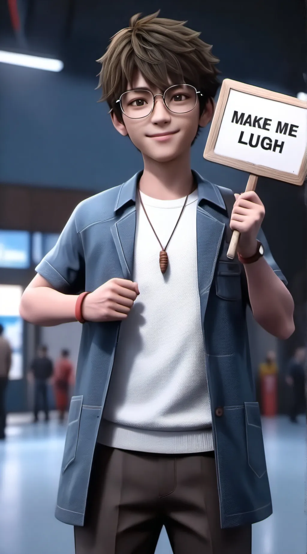 ai character: Make me laugh background