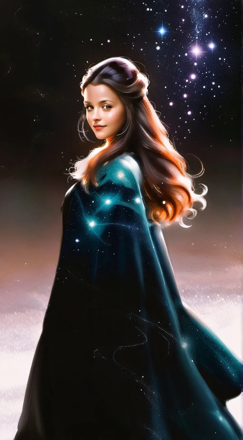 ai character: Leah  Brunette  background