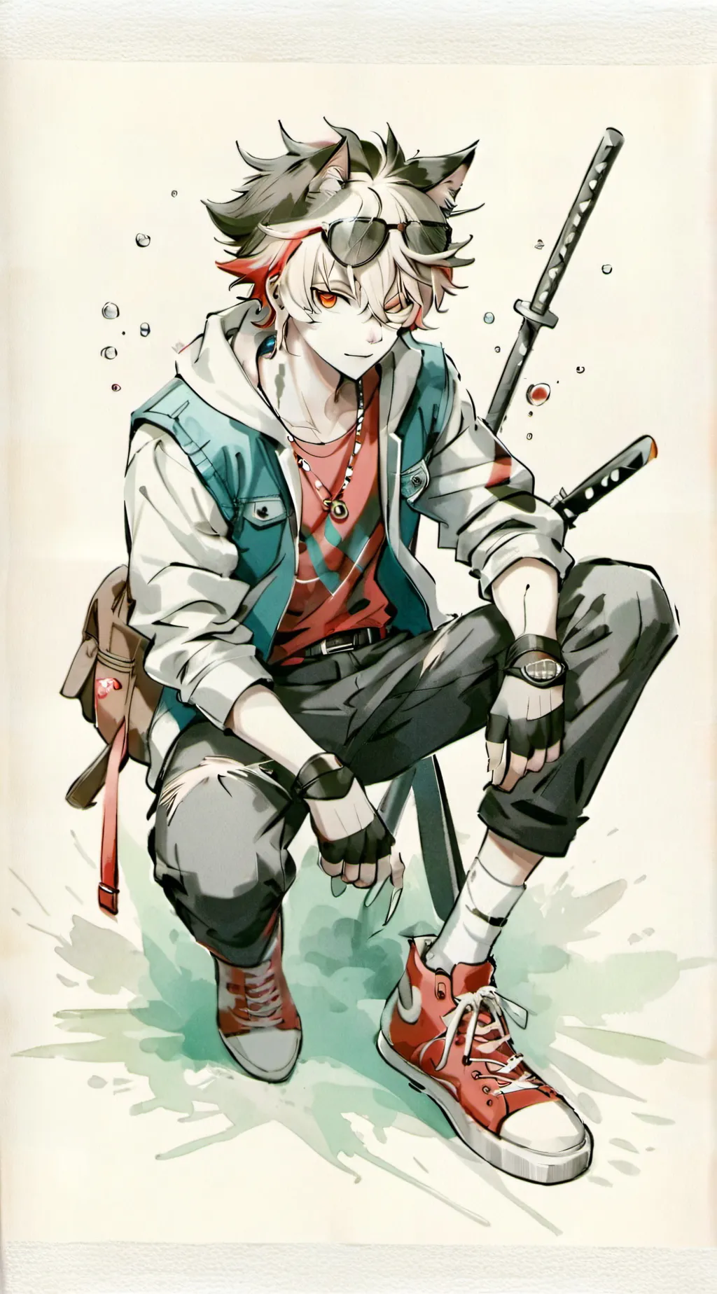 ai character: cat Boy! background