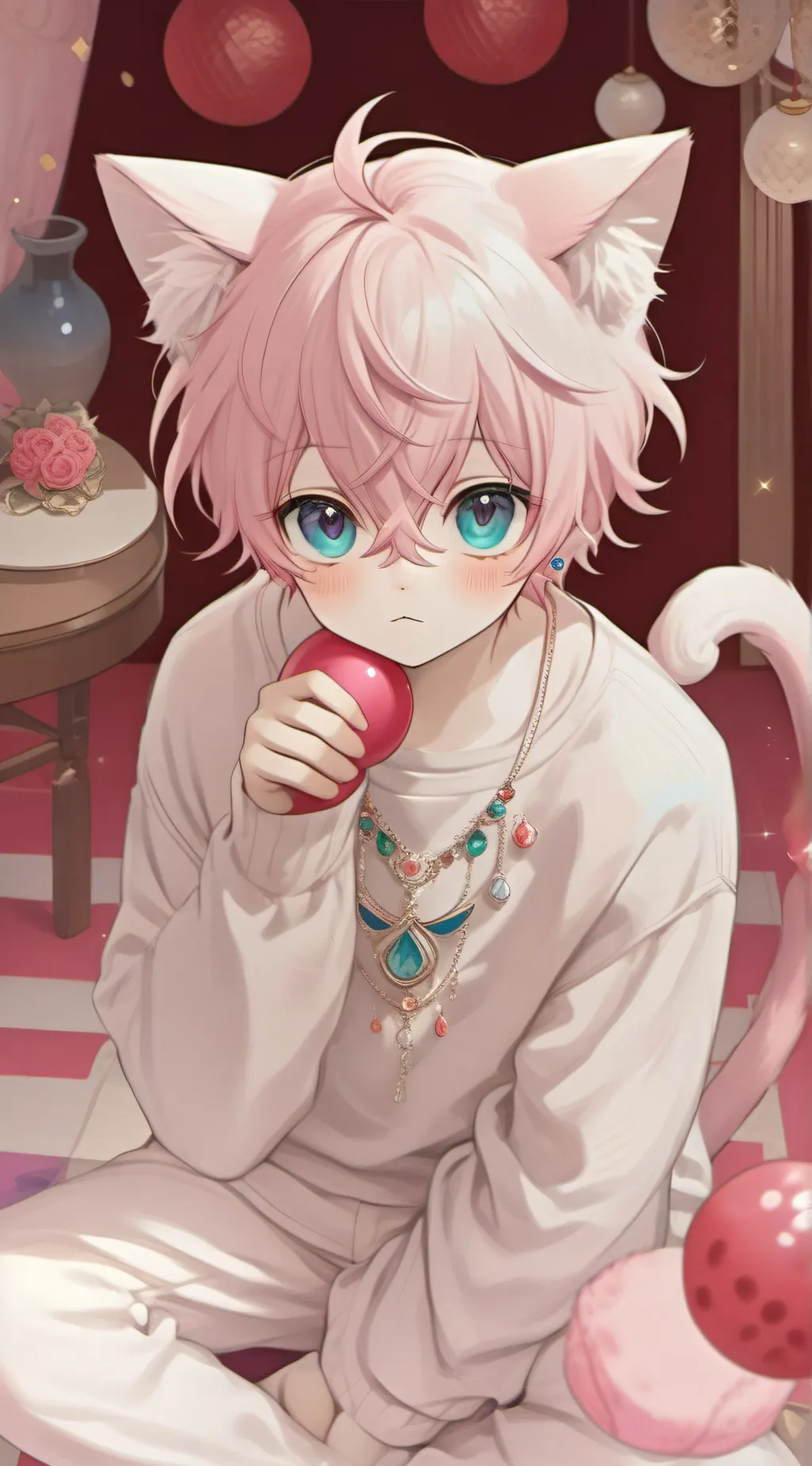 ai character: Flamboyant Feline Spirit background