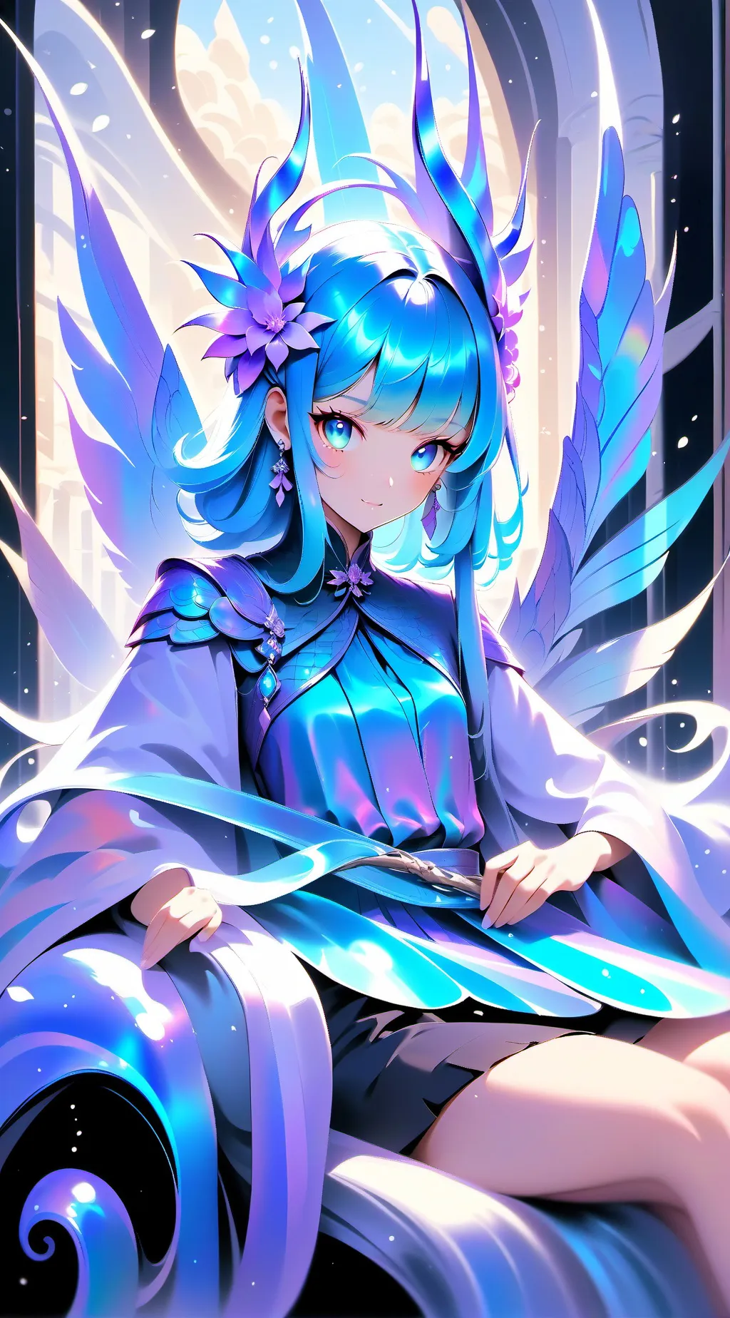 ai character: crystal goddess  background