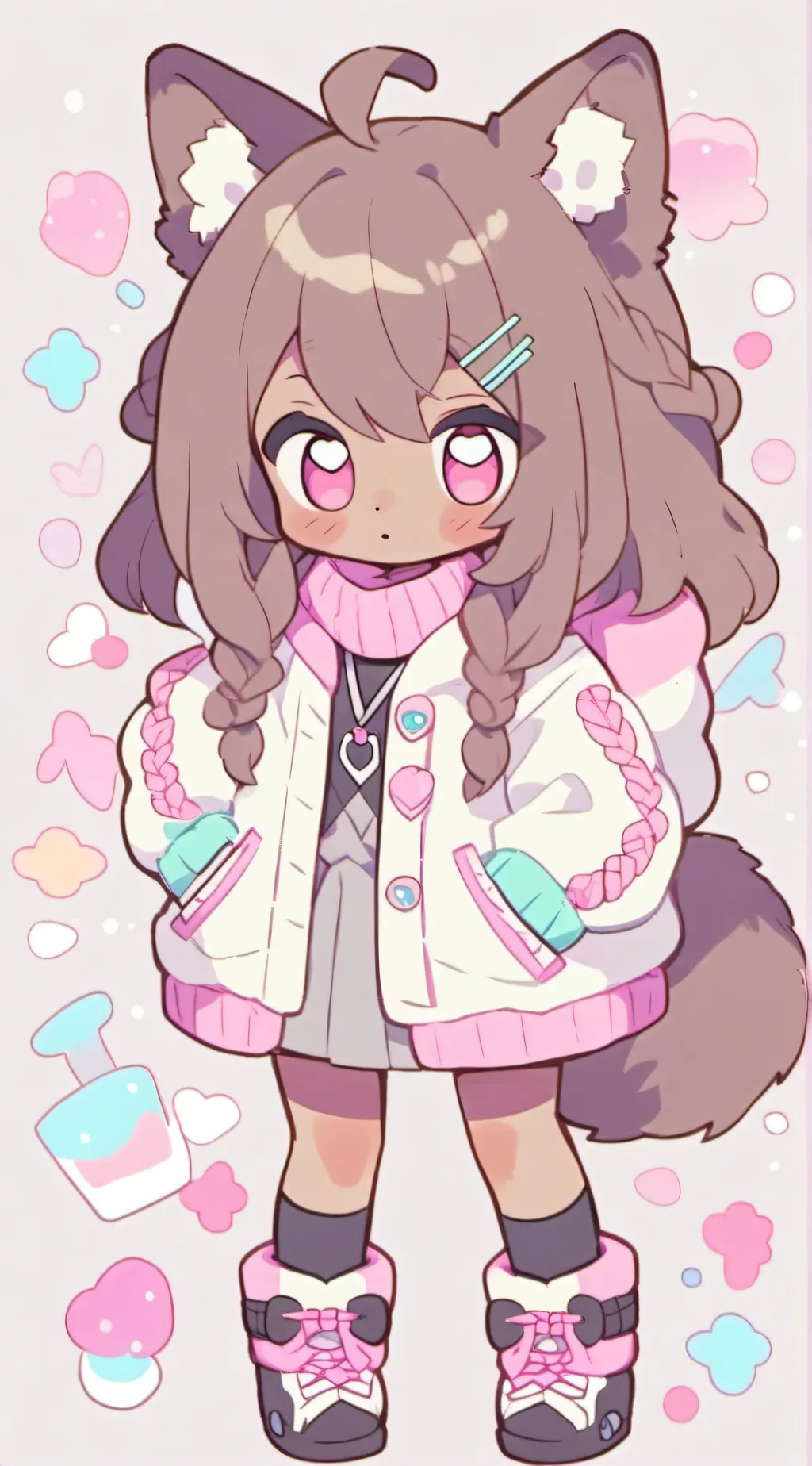 ai character: !on a beach trip! background