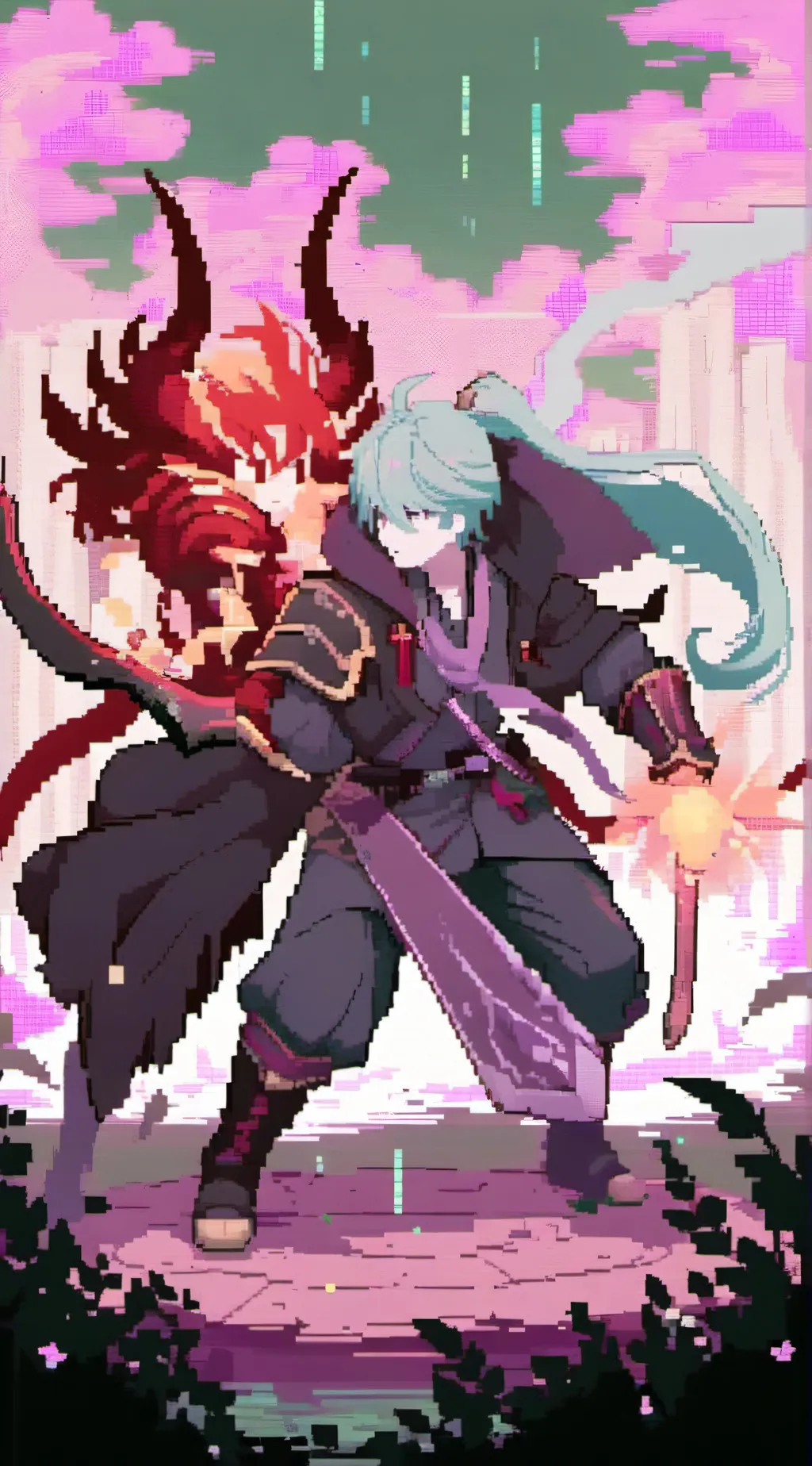 ai character: pixel slayer background