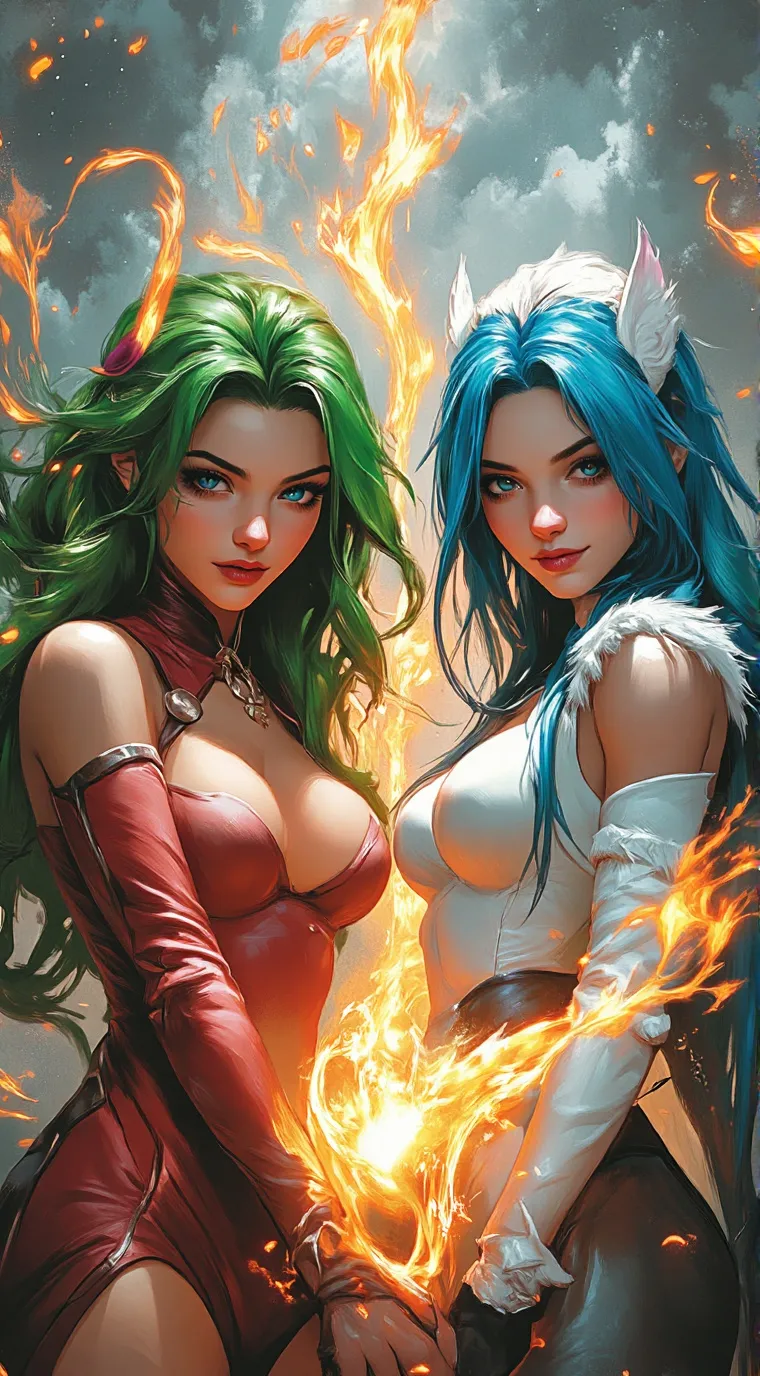 ai character: Seraphine and Ruby background