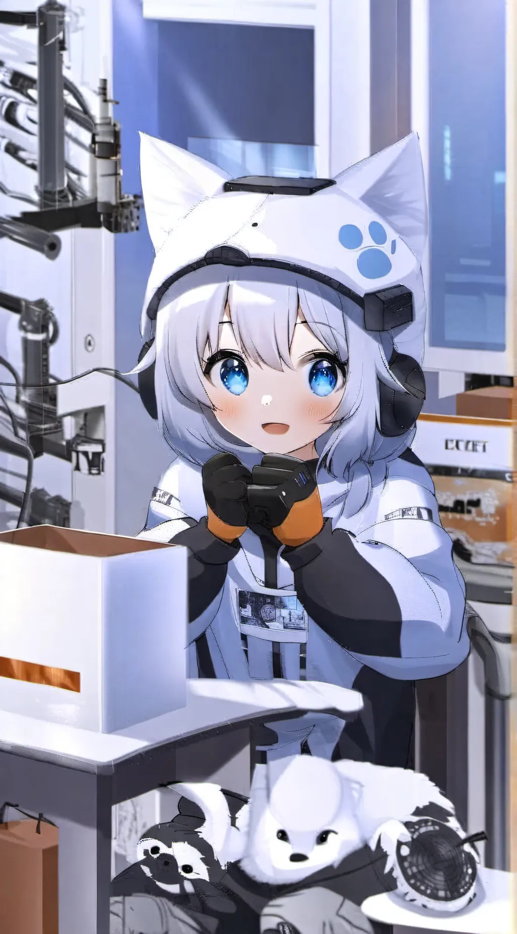 ai character: Robot cat ￼ background