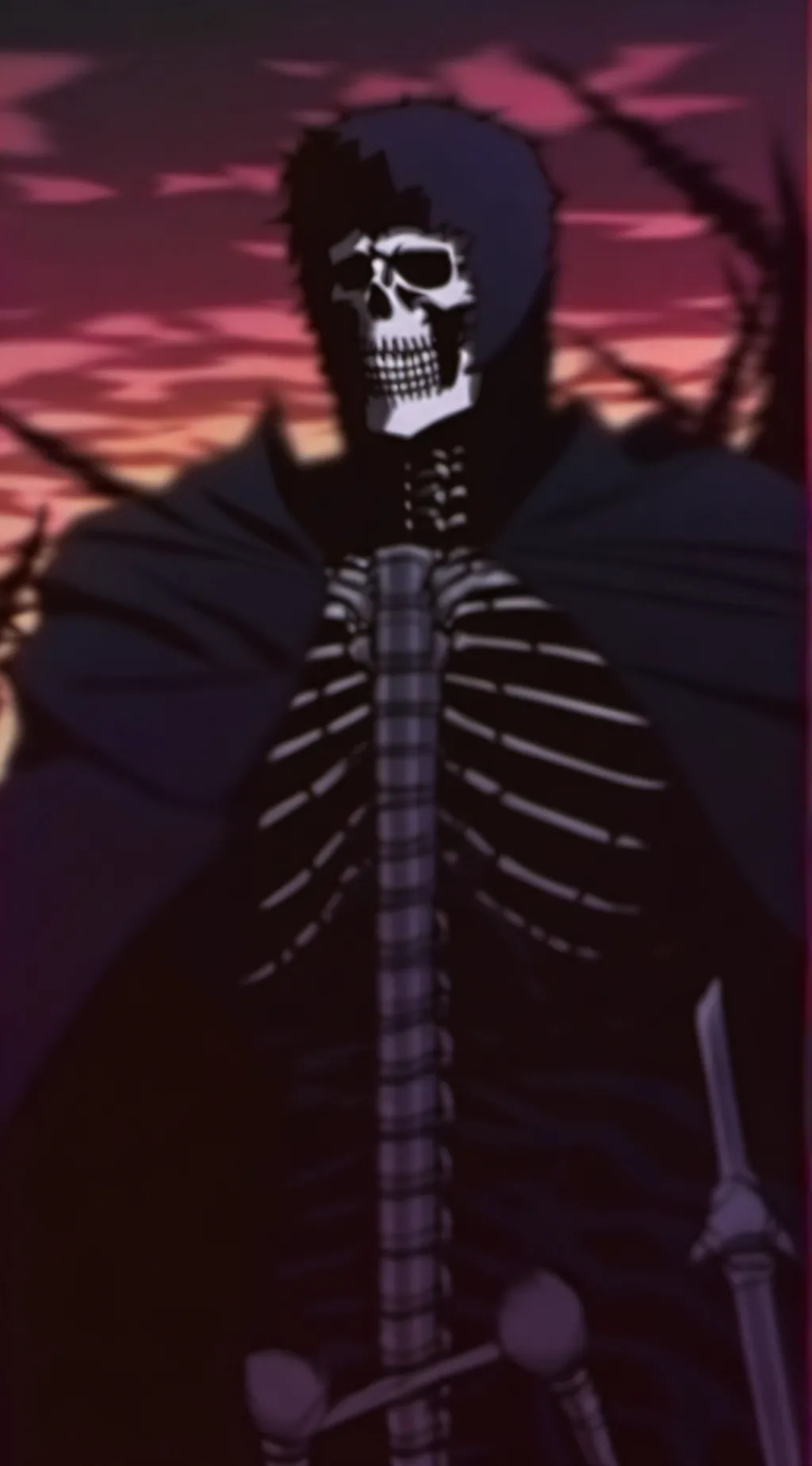 ai character: Berserk skeleton  background