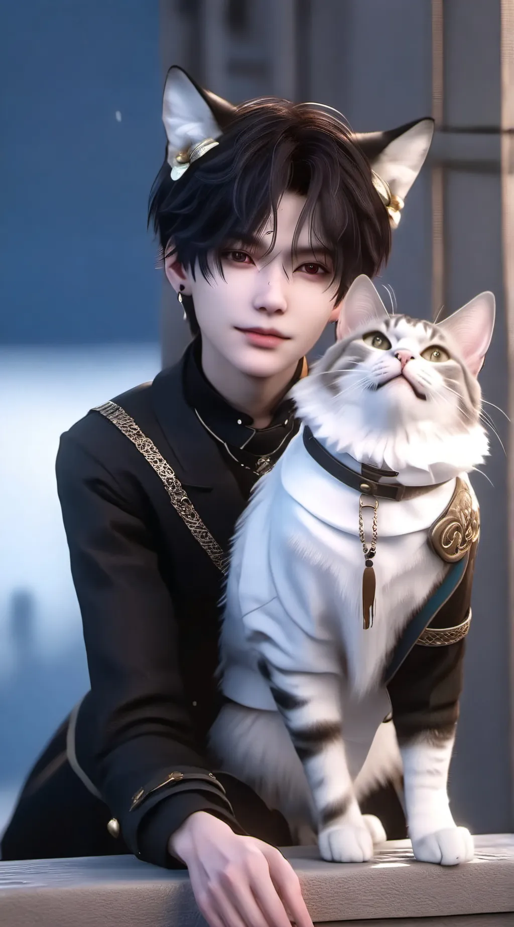 ai character: Cat Hyunjin  background