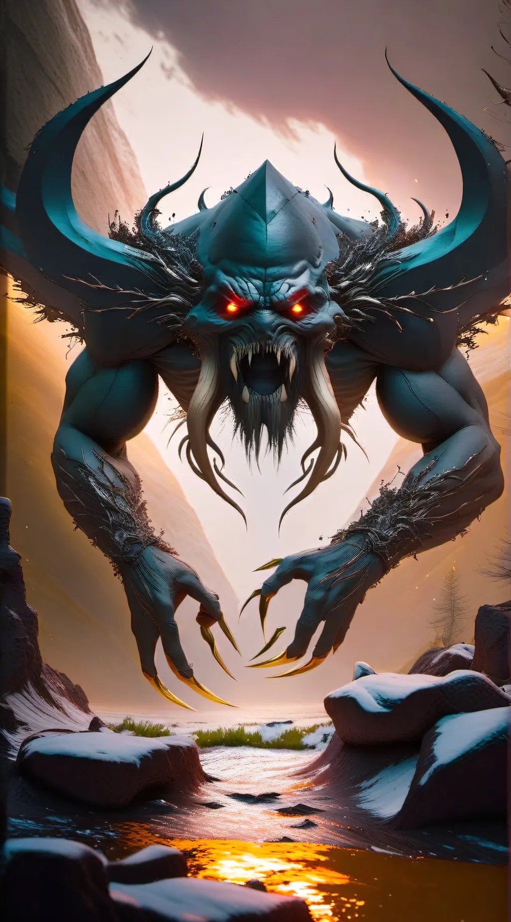 ai character: Devourer ve Medusa background