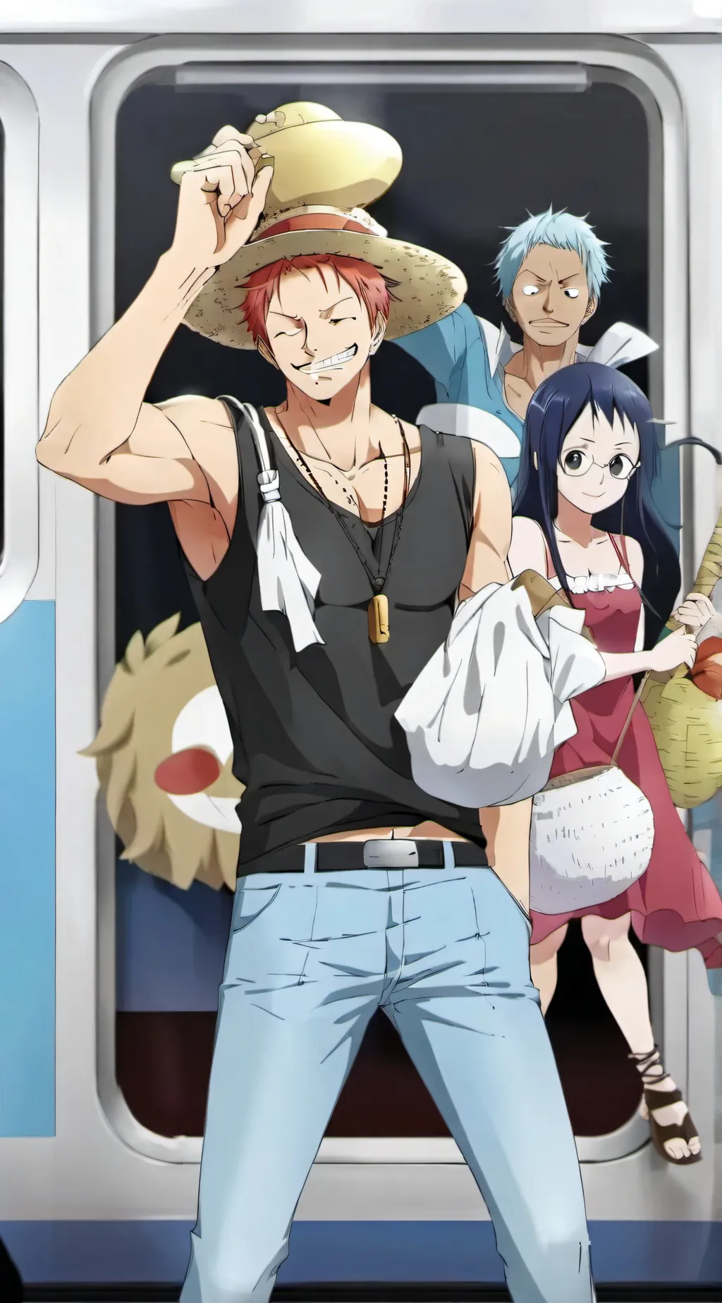 ai character: Straw hats train background