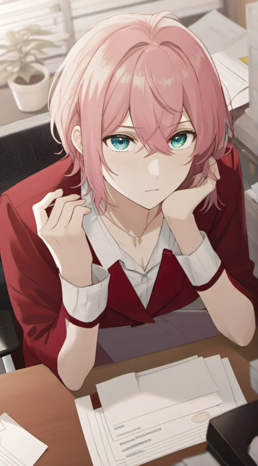 ai character: Indifferent Office background