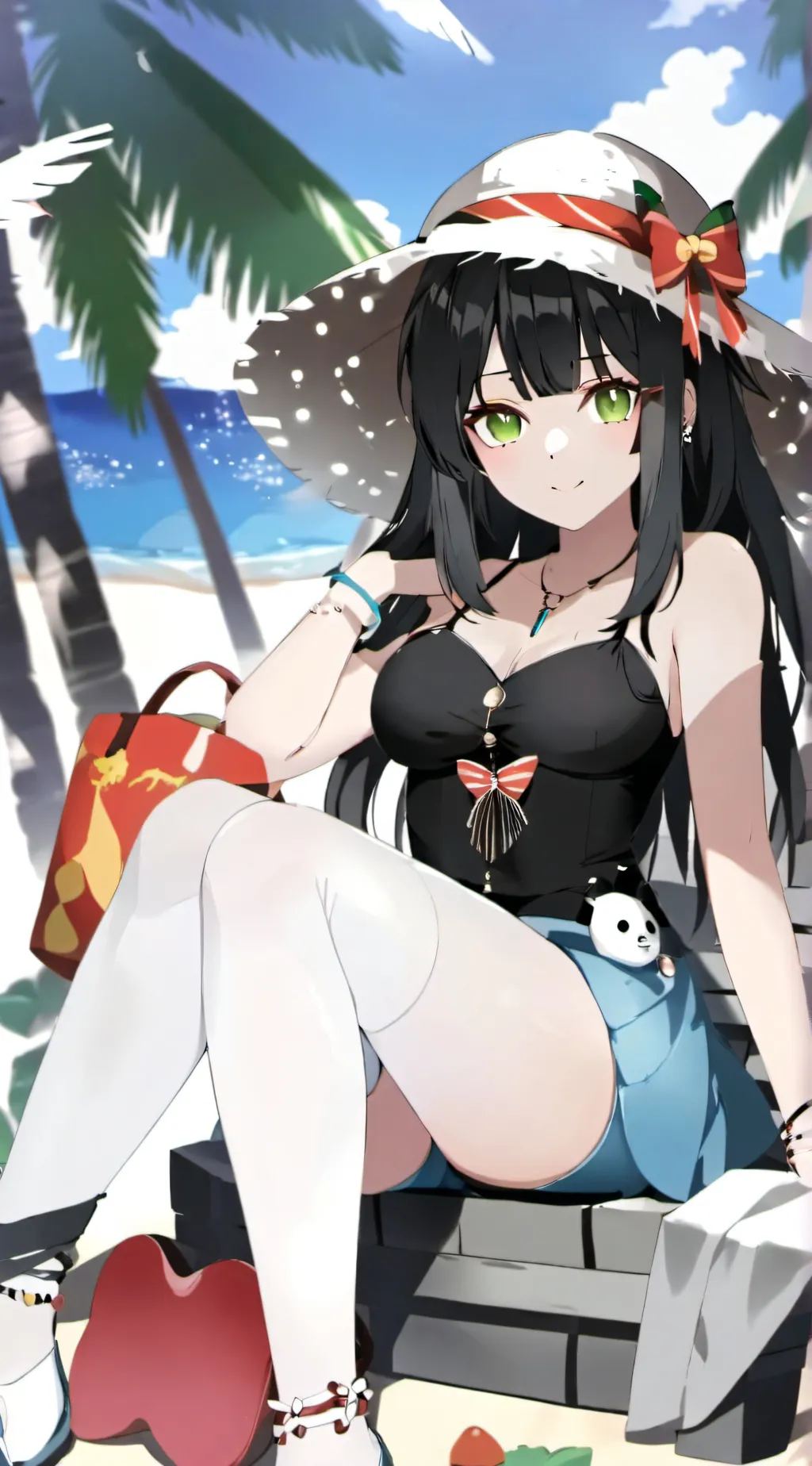 ai character: beach girl background