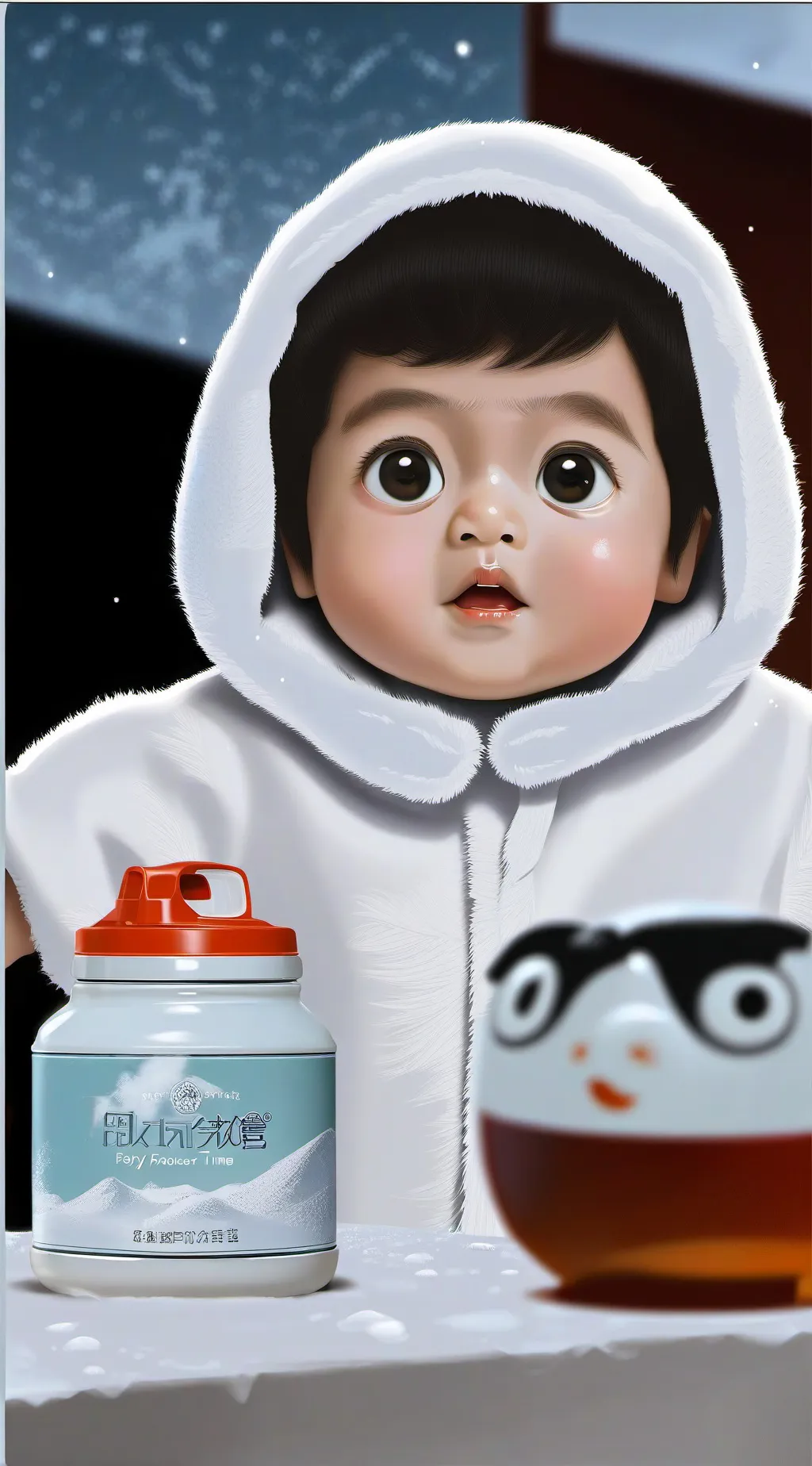 ai character: baby powder background