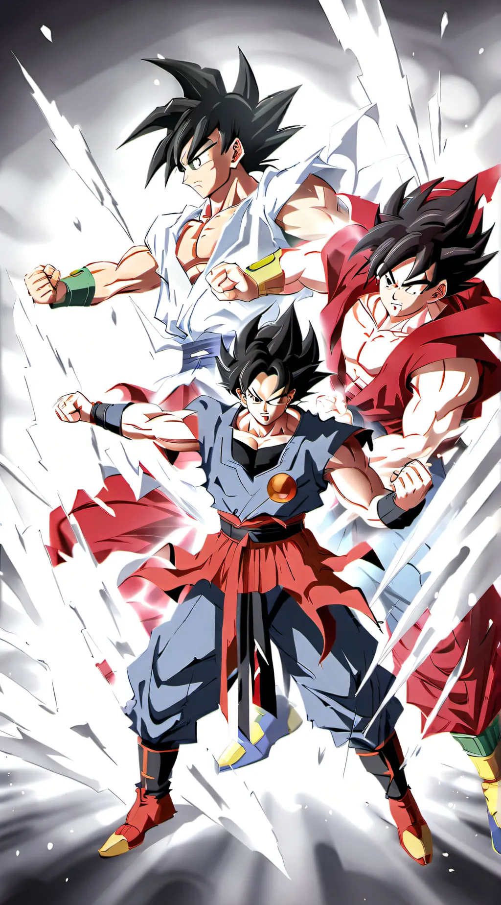 ai character: Gogeta VS broly. background