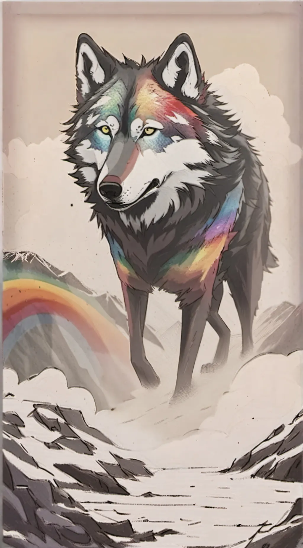 ai character: Rainbow ￼ background