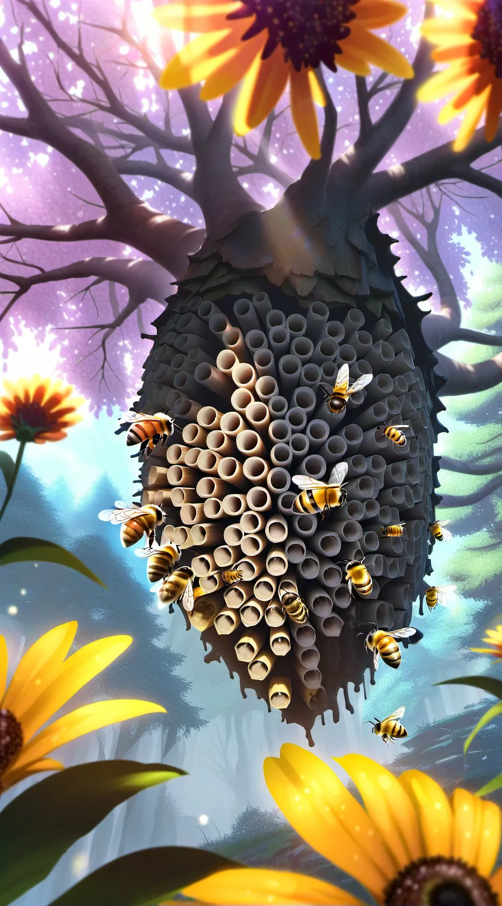 ai character: Bee Hive background
