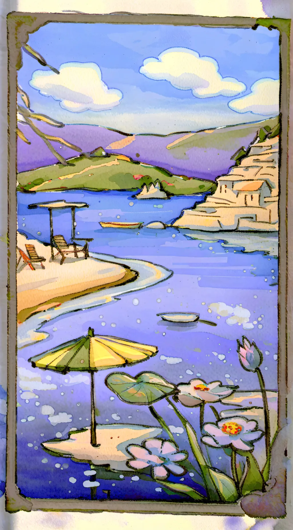 ai character: beachy background