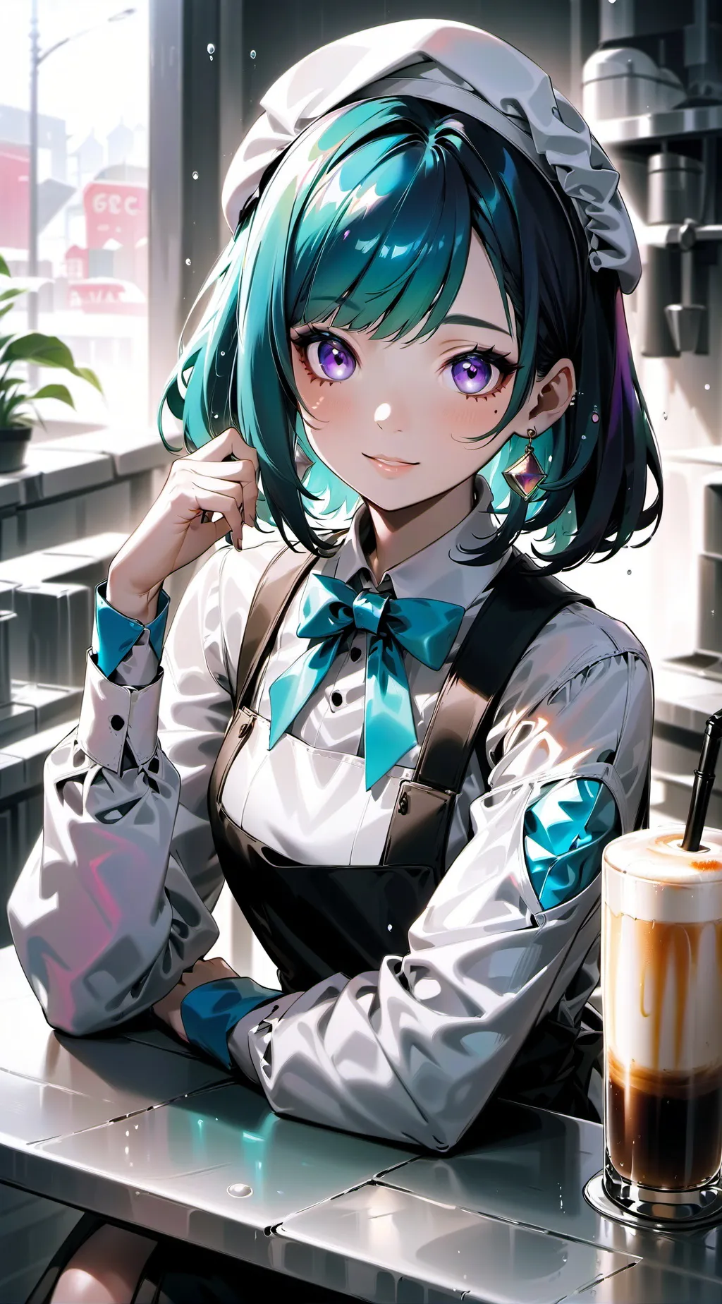 ai character: Cafe worker background