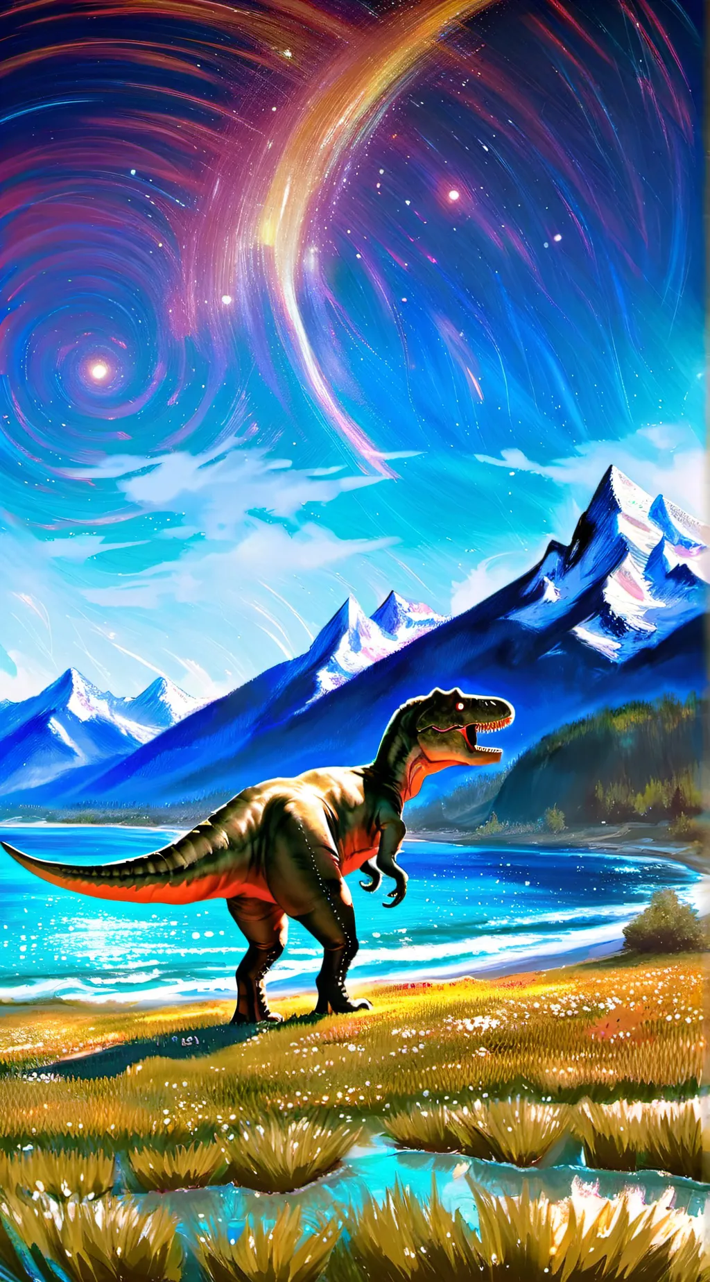 ai character: t Rex gurd background